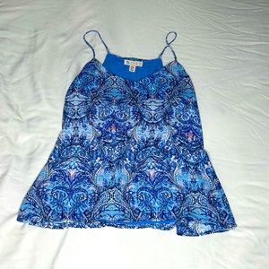 Lila Rose Blue Paisley Spaghetti Strap Blouse Small